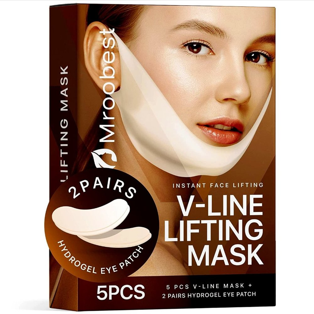 5 PCS Double Chin Reducer V Line Face Lifting Mask Plus 2 PAIR Under Eye Mask
